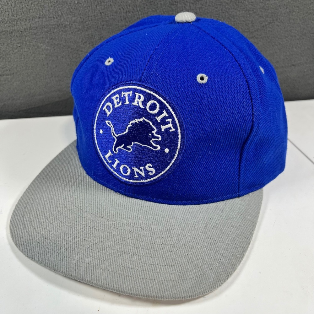 Vintage Detroit Lions AJD NFL Pro Line Snapback Hat Blue Grey Flat Brim Cap